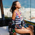 Ladies Striped & Lilly Print Swimsuit Side | Bown of London